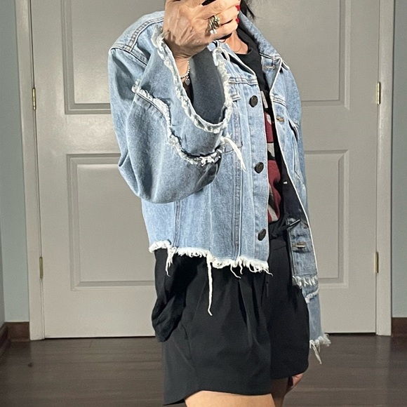 Unpublished Washed Cut Off Denim Jacket - Picture 3 of 11